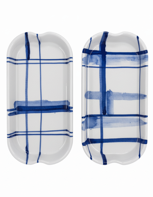 hand-pinched blue underglaze ceramic plate handmade pottery