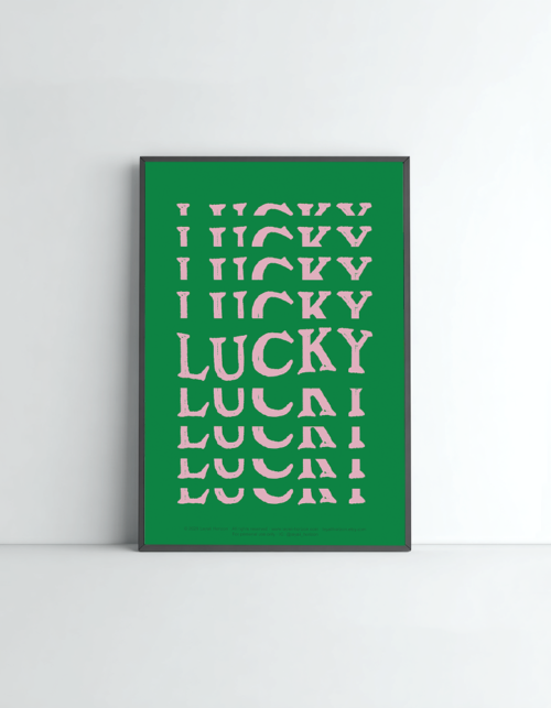 LUCKY – Minimal Handwritten Typography Poster, Modern Neutral Wall Art, Digital Download