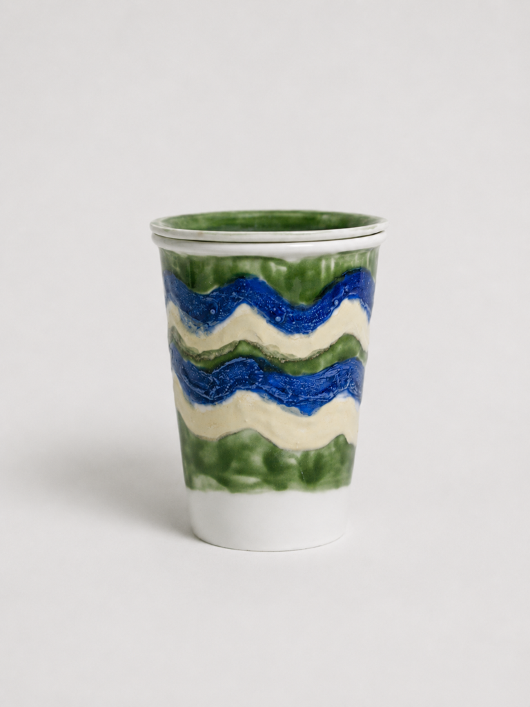 Layered Flow Glaze Mug with Lid