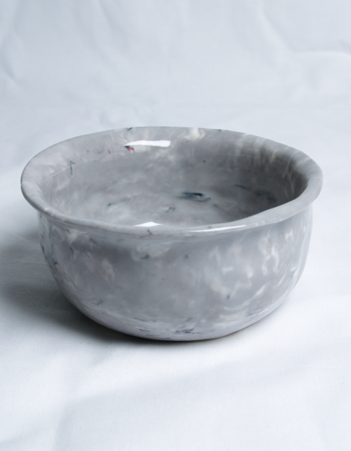 Purple-Grey Marbled Stoneware Bowl