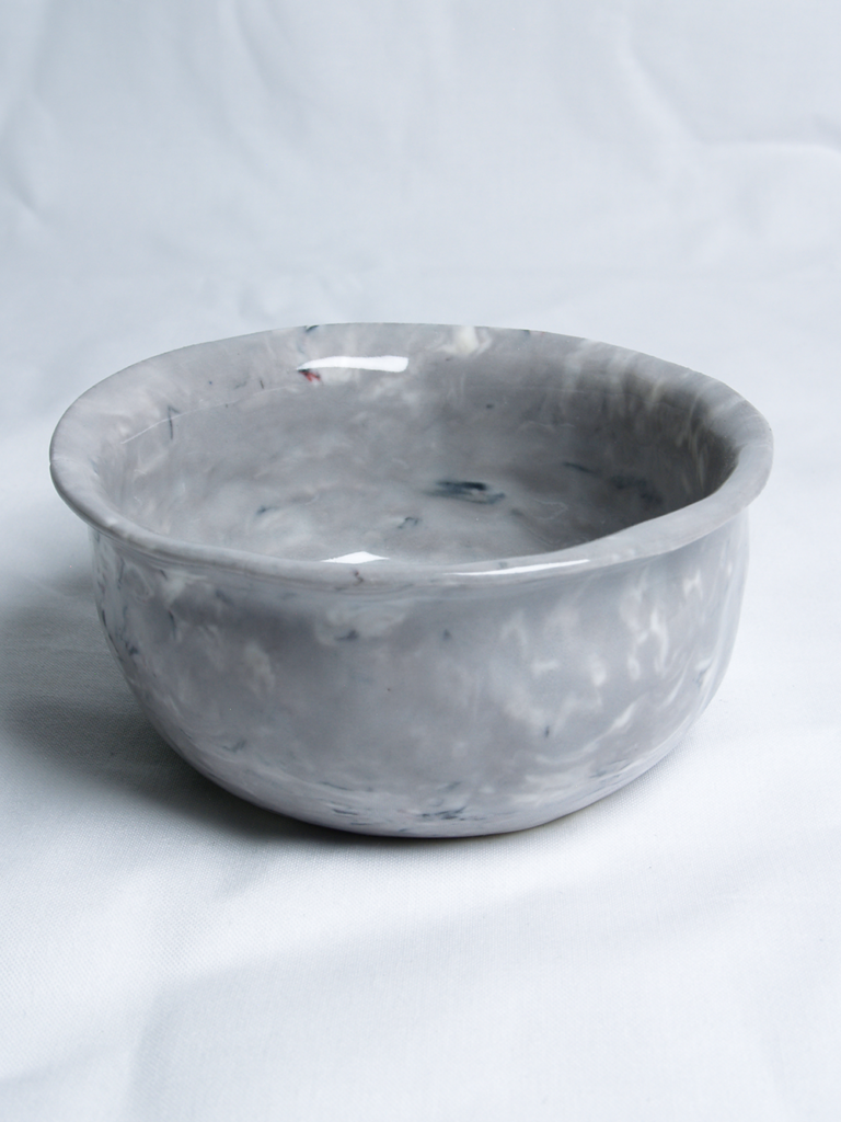 Purple-Grey Marbled Stoneware Bowl