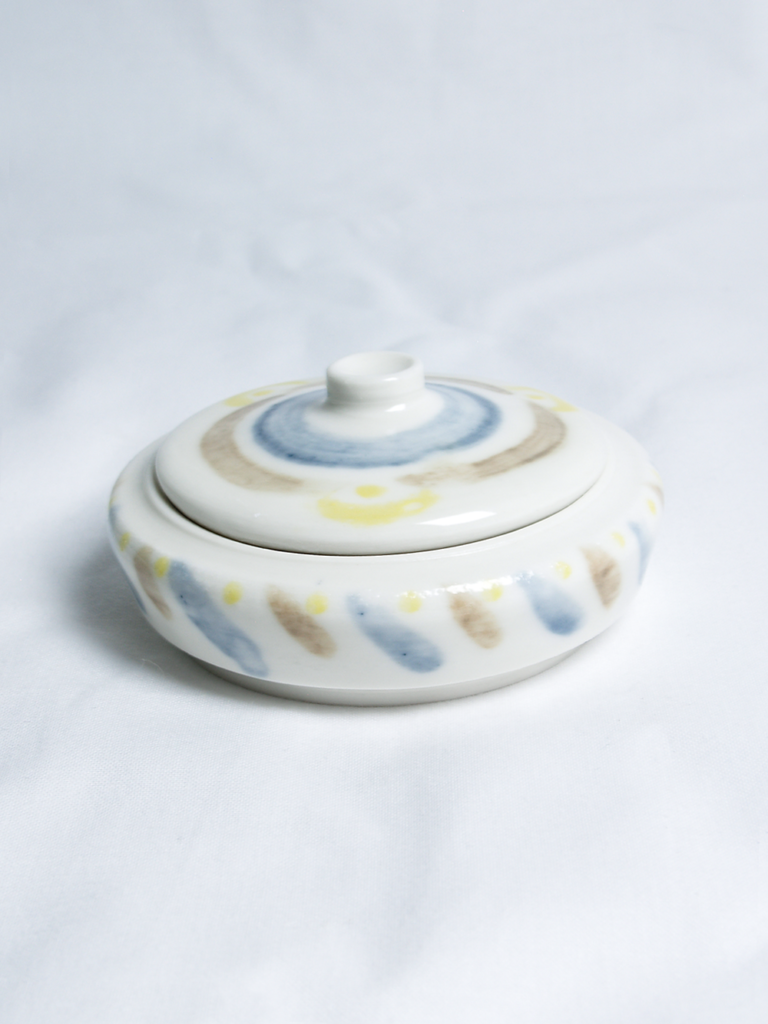Spiral Pattern Lidded Ceramic Jar