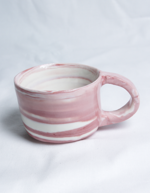 Red and White Nerikomi Ceramic Cup