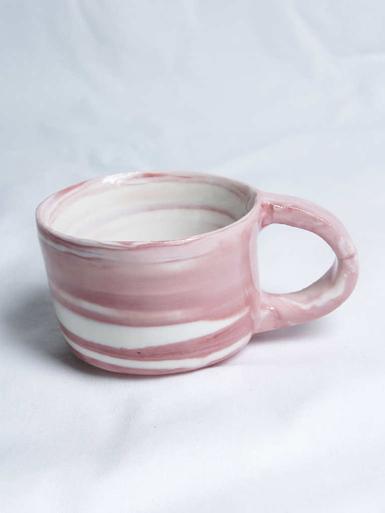 Red and White Nerikomi Ceramic Cup