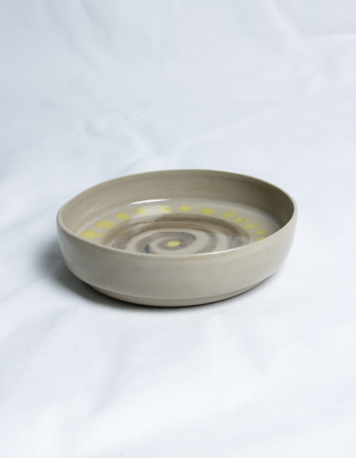 Spiral and Dot Underglaze Stoneware Saucer