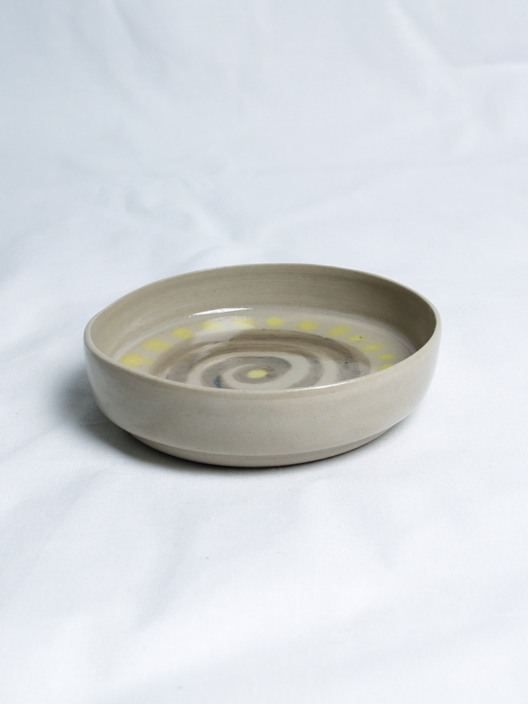 Spiral and Dot Underglaze Stoneware Saucer